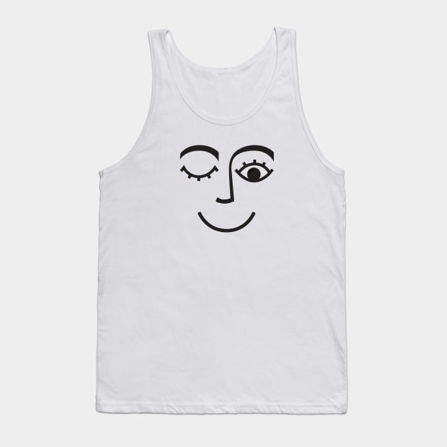 Face nice winking eye nose smiling mouth Tank Top by From Mars